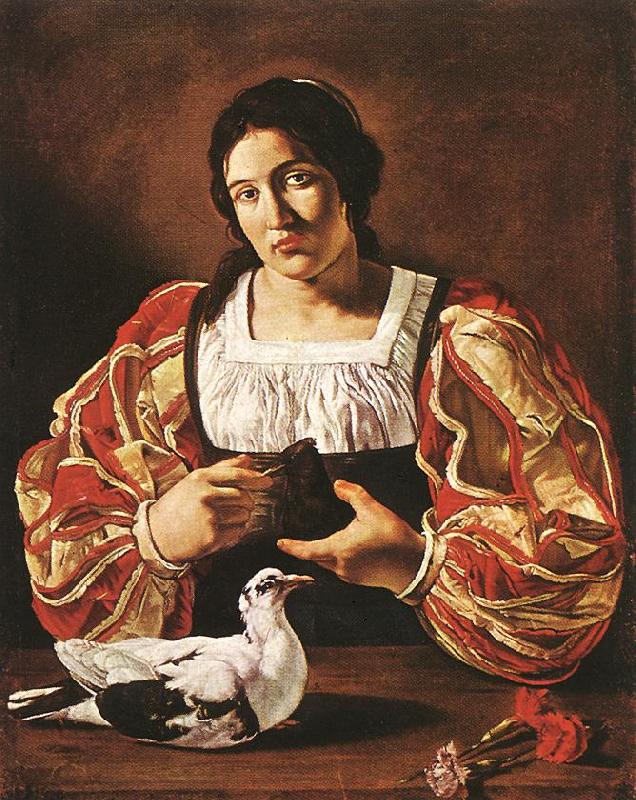CECCO DEL CARAVAGGIO Woman with a Dove sdv oil painting image
